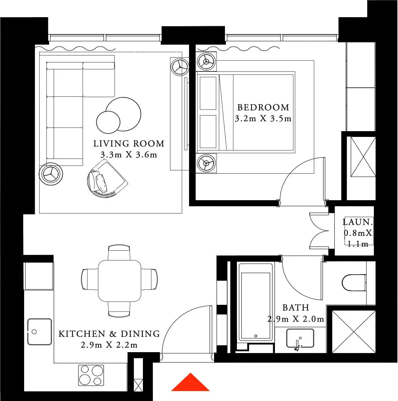 <h3>1 Bedroom Apartment : <span>Make The Whole Space Yours</span></h3>