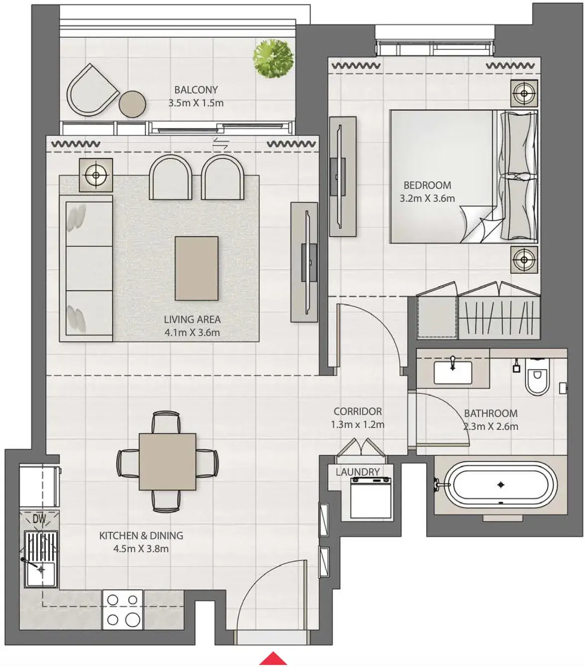 <h3>1 Bedroom: Restful and Personal Dwelling Space for Singles or Couples</h3>