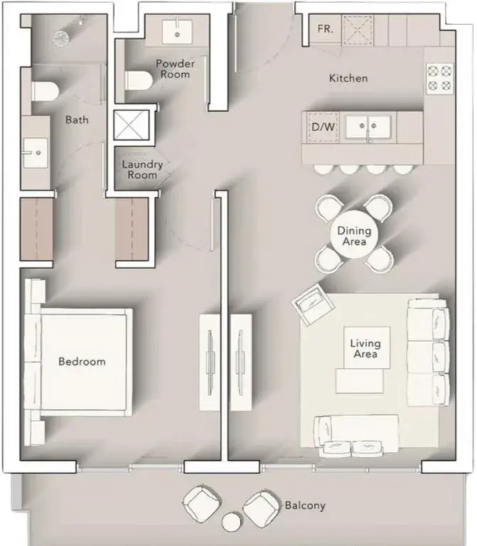 <h3>1 Bedroom Apartment : </h3>