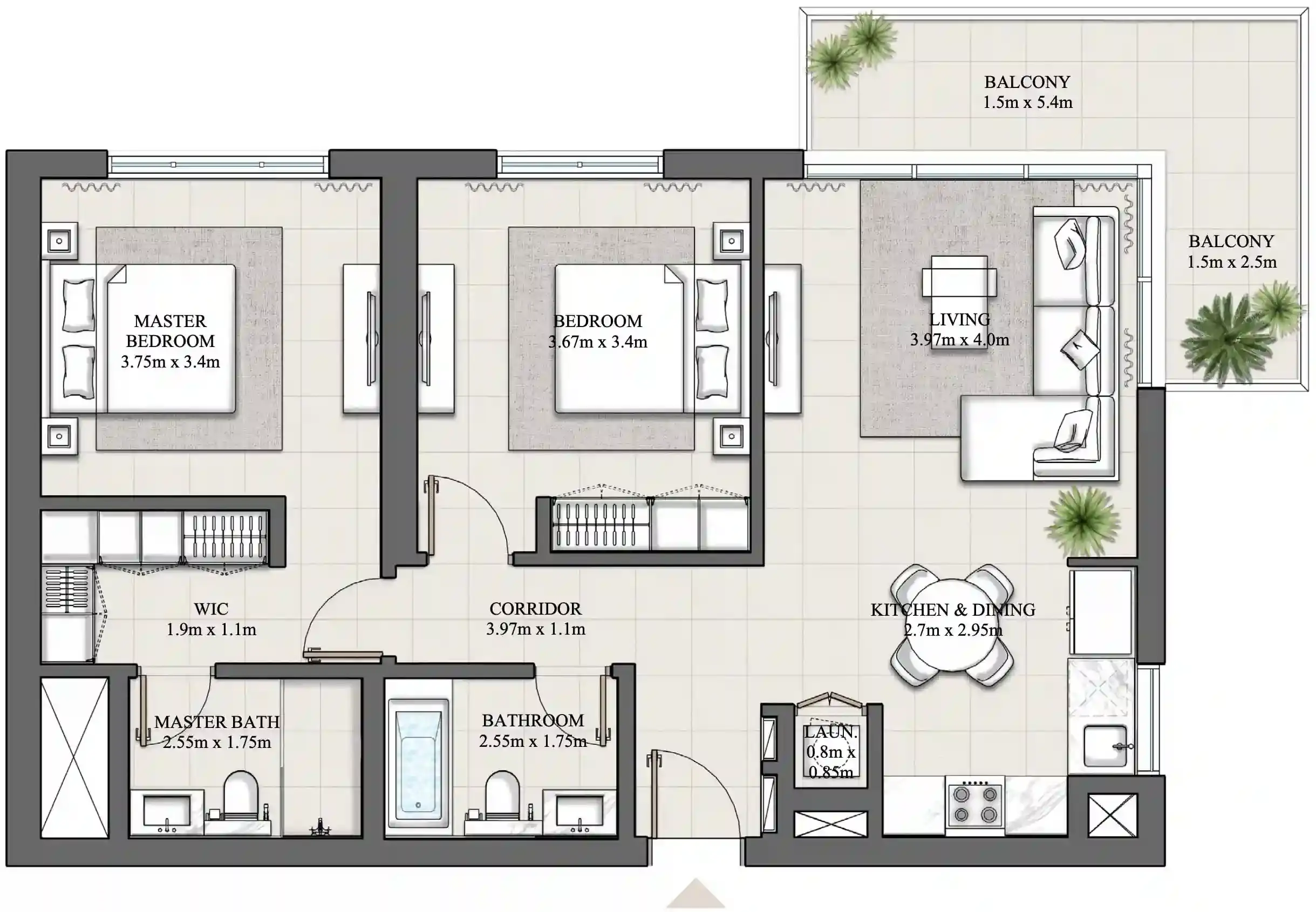 <h3>2 Bedroom Apartments: Ample and Adaptable Spaces</h3>