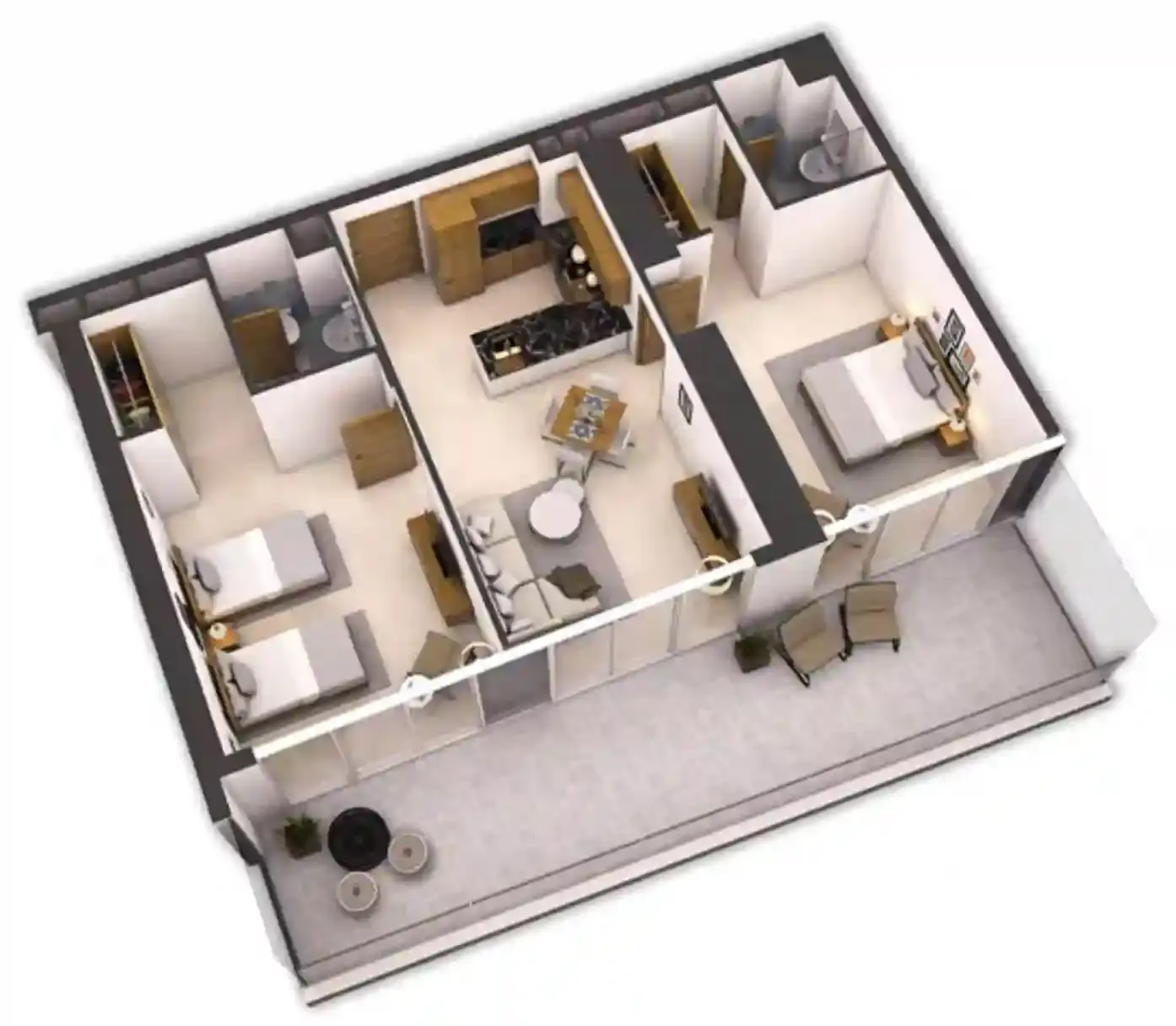 <h3>2 Bedroom Apartments</h3>