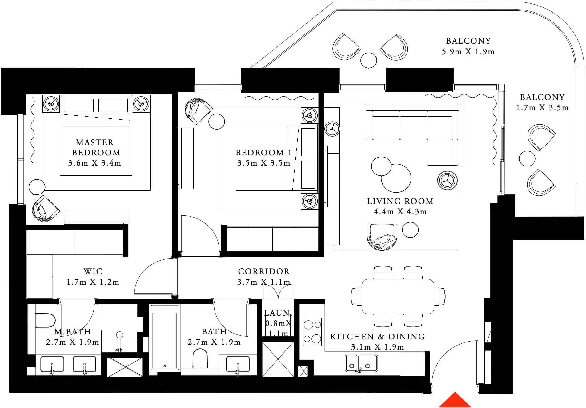 <h3>2 Bedroom Apartment : <span>Additional Room For A Growing Family</span></h3>