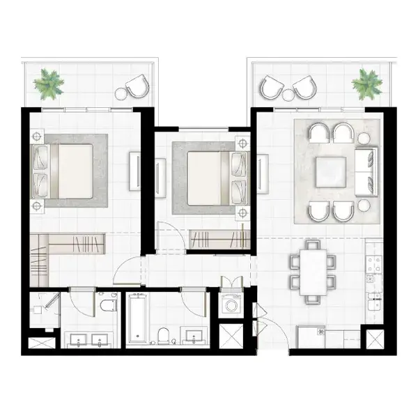 <h3>2 Bedroom Apartment : <span>Enjoy The Added Convenience Of An Extra Room</span></h3>