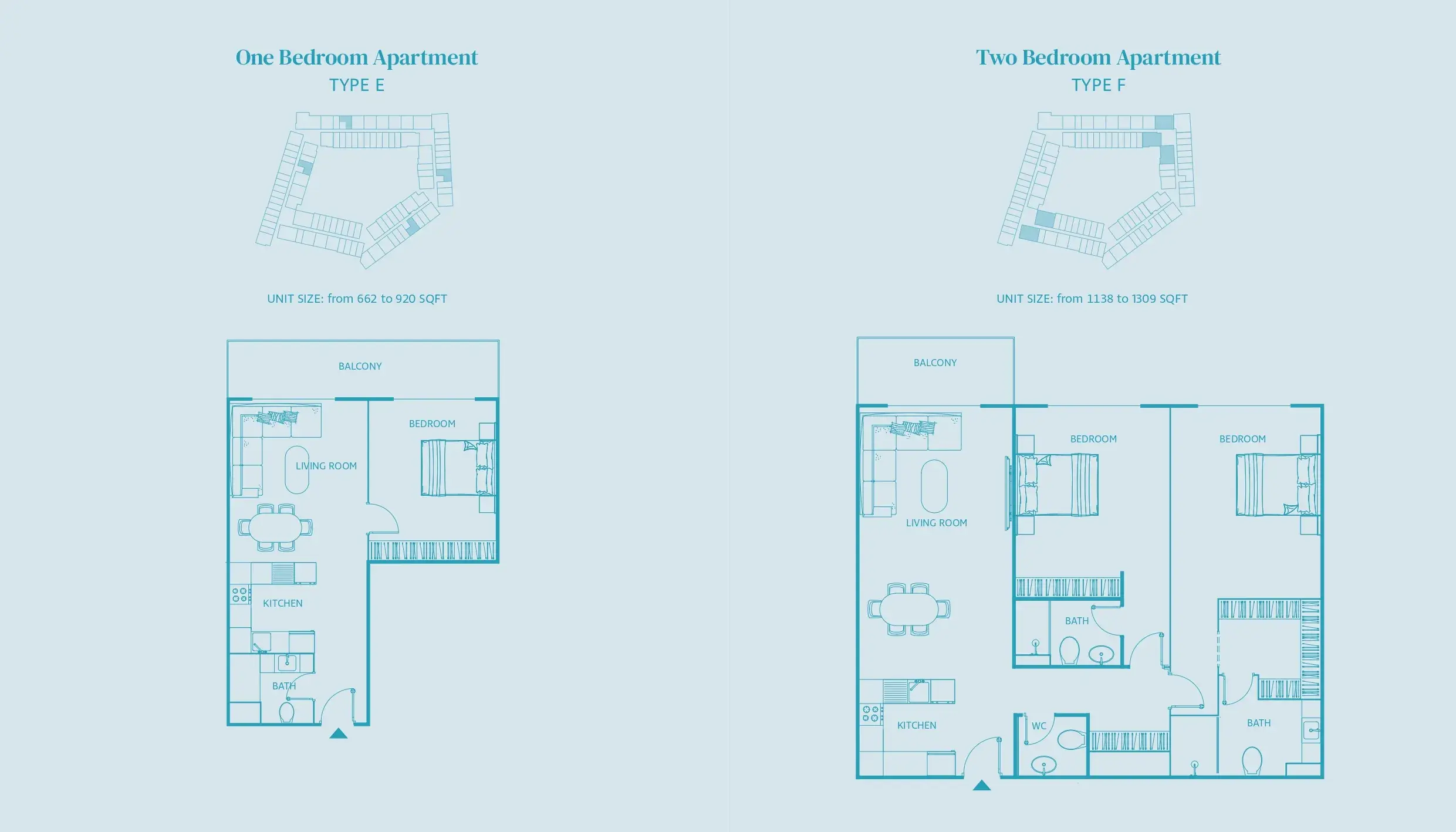 <h3>2 Bedroom Apartment : </h3>