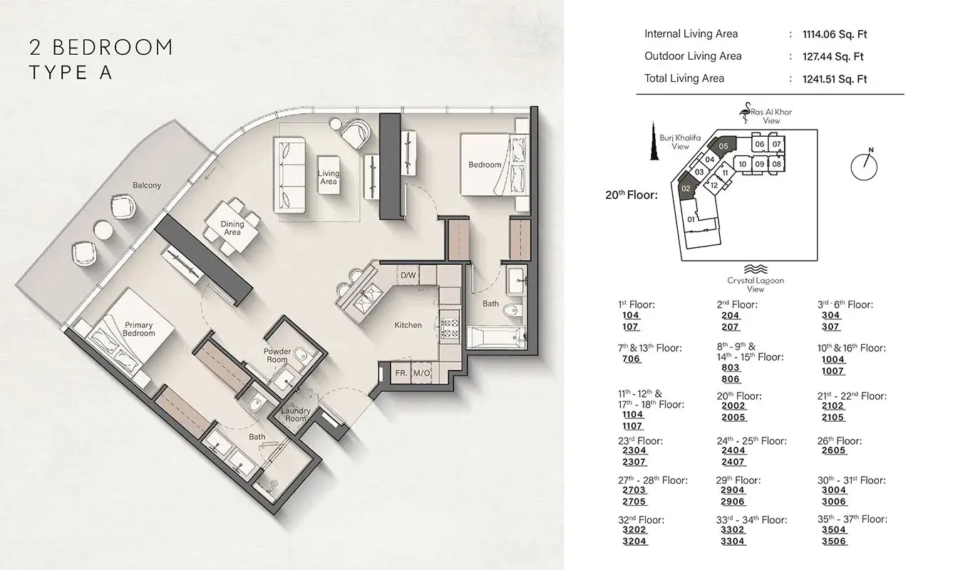 <h3>2 Bedroom Apartment : </h3>