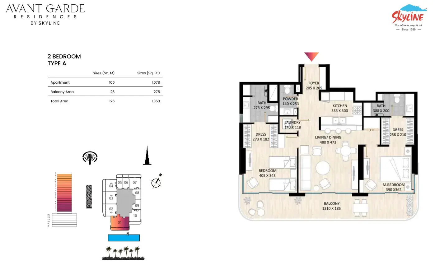 <h3>2 Bedroom Apartment : </h3>