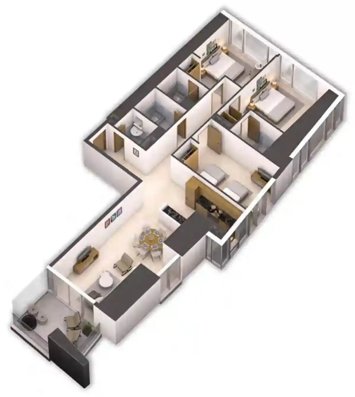 <h3>3 Bedroom Apartments</h3>