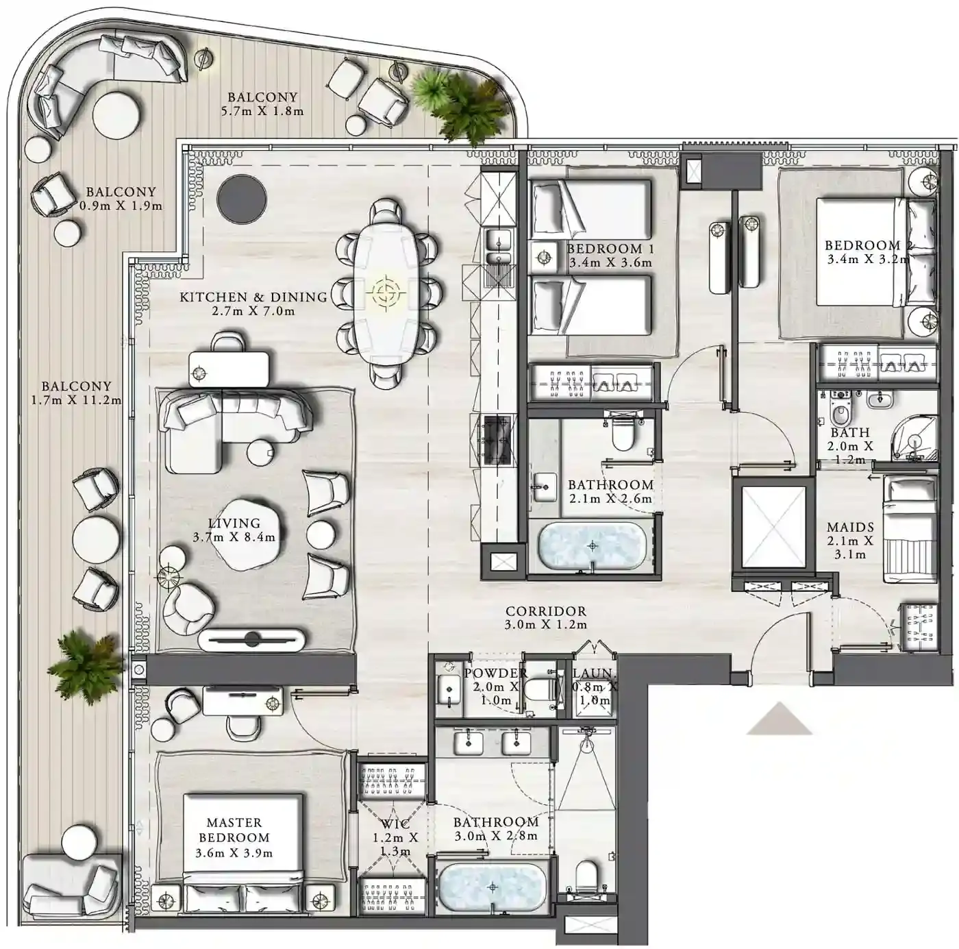 <h3>3 Bedroom Apartment :  With All The Amenities</h3>