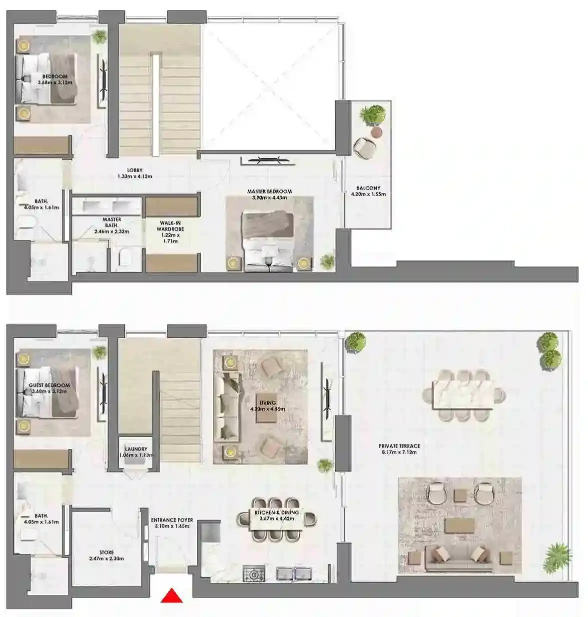 <h3>3 Bed Duplex : Trendy Living Spaces</h3>