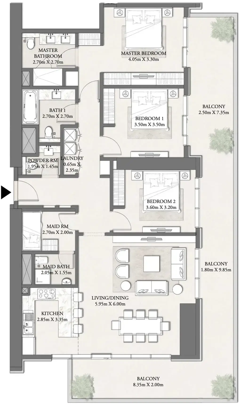 <h3>3 Bedroom Apartment : <span>Ample Space For Activities, Gatherings, And Extravagant Soirées.</span></h3>