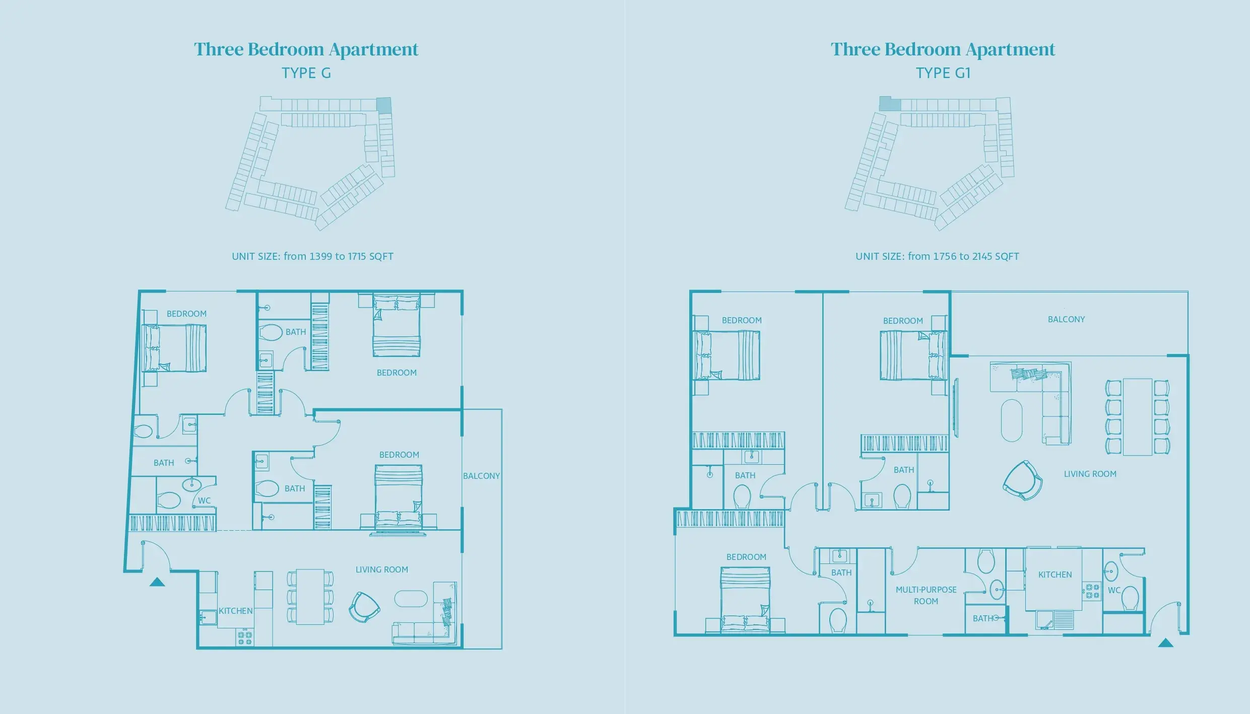 <h3>3 Bedroom Spacious Apartment : </h3>