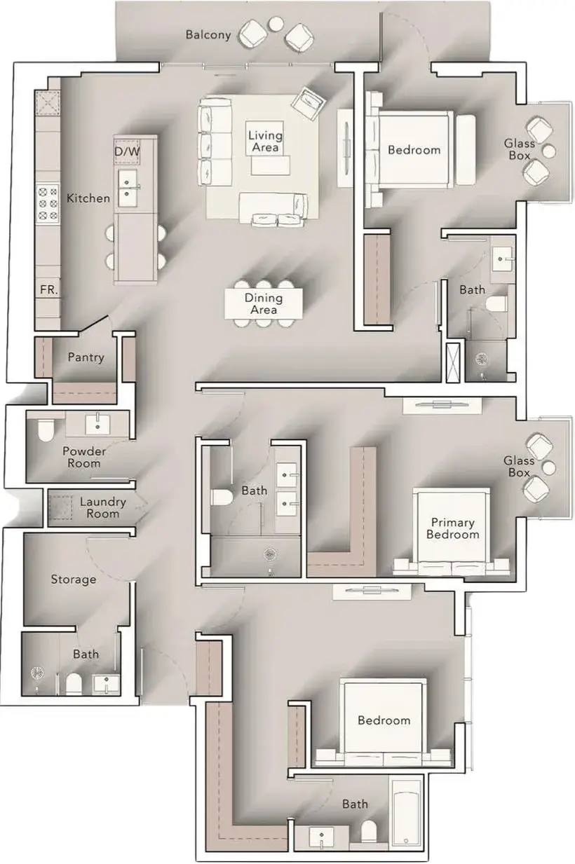 <h3>3 Bedroom Apartment : </h3>