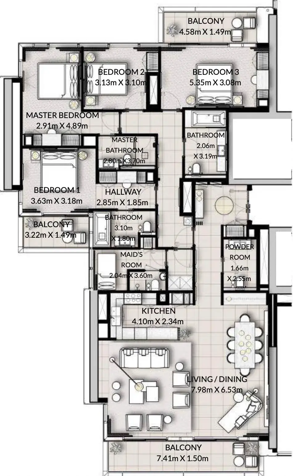 <h3>4 Bedroom Apartment : <span>Spacious Living For Big Families</span></h3>