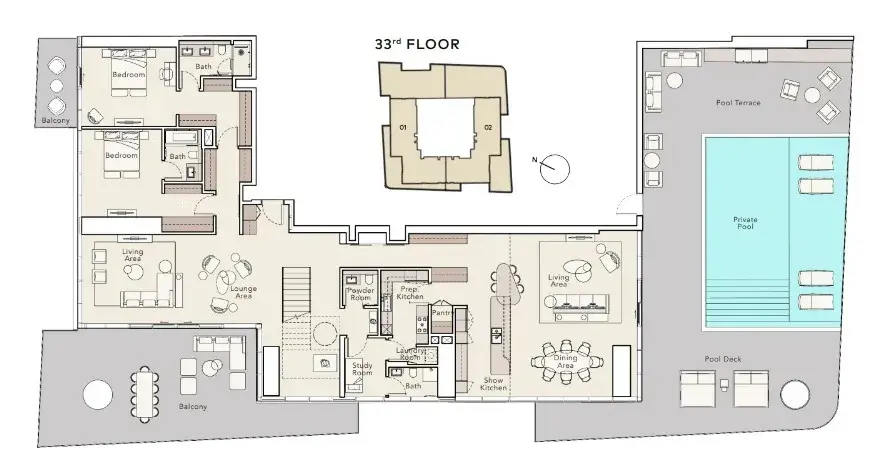 <h3>4 Bedroom Penthouse : </h3>