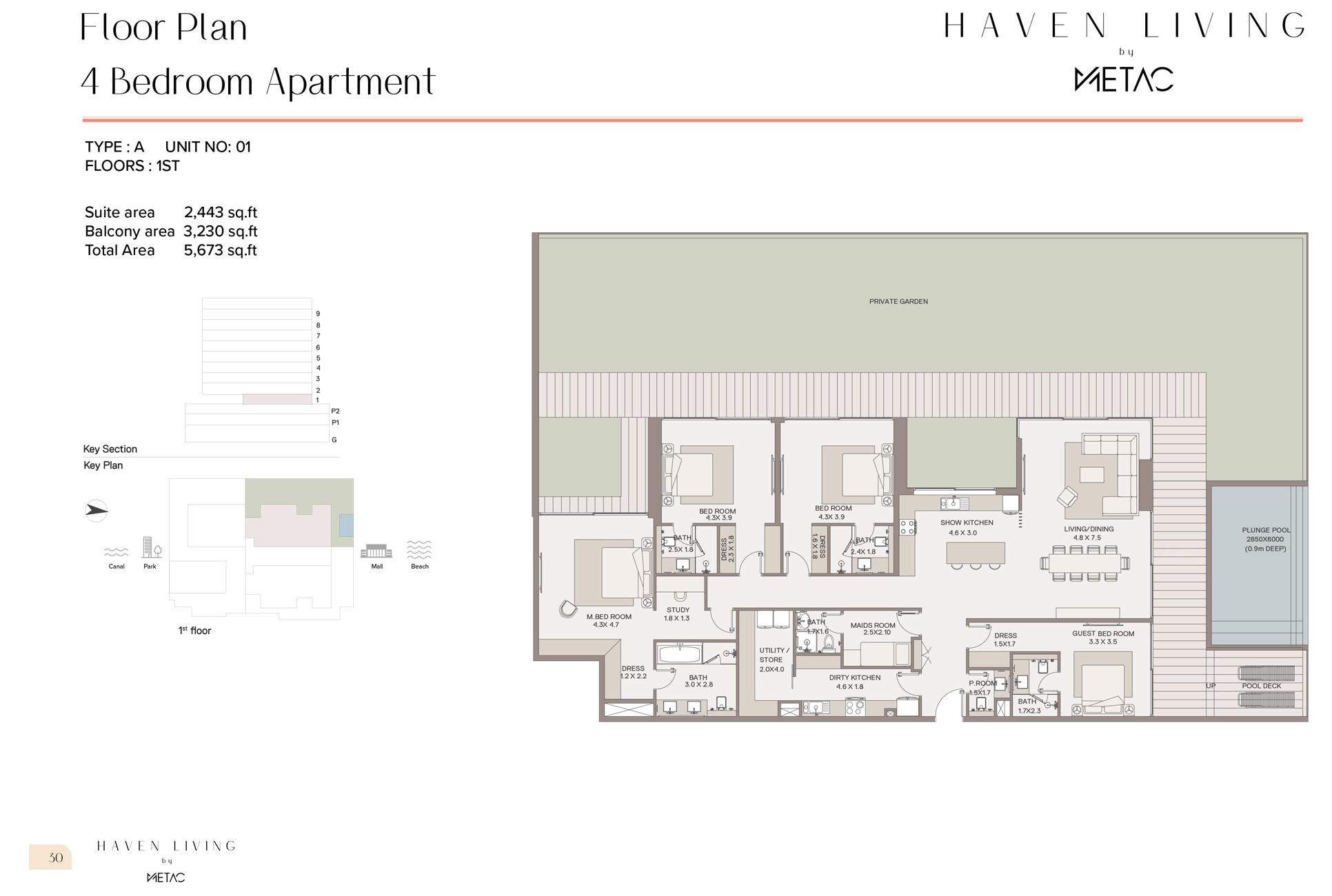 <h3>4 Bedroom Apartment : </h3>