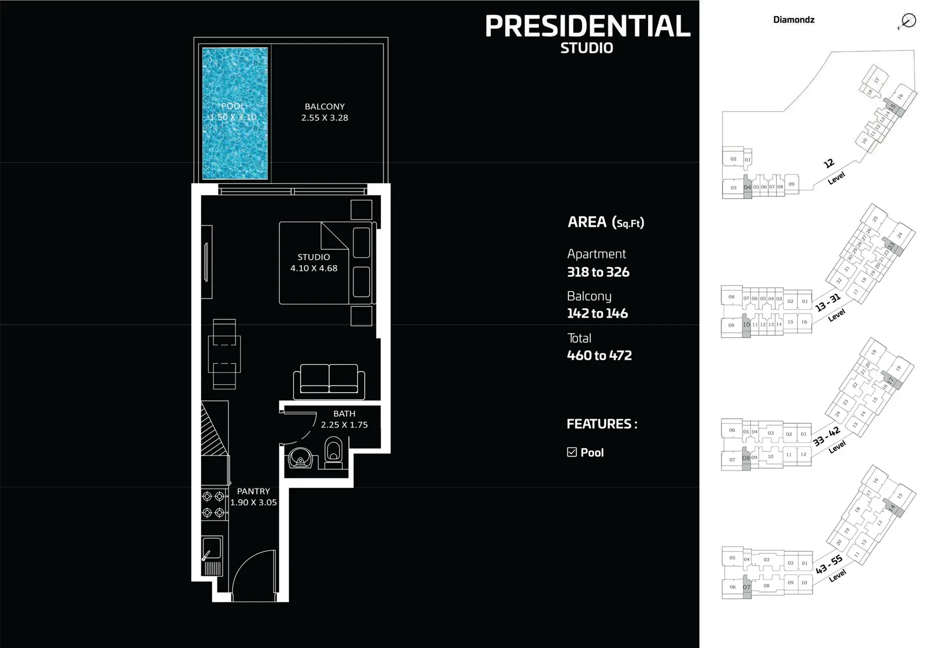 <h3>Studio Apartment : </h3>